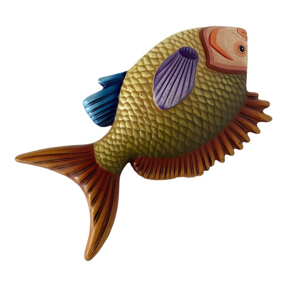 Tonala Signed E. Alvarez Hand Painted Tropical Fish Wall Decor Mexico Pottery - Picture 7 of 15